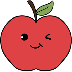 Groovy apple clipart, food illustration, cartoon in trendy retro Y2K style illustration.