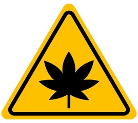 Marijuana hemp black leaf cannabis warning sign background vector