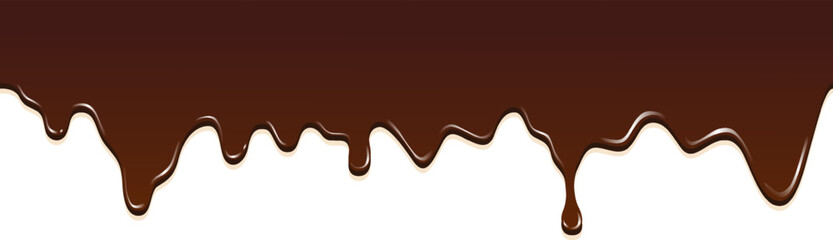 Realistic dripping brown chocolate illustration isolated in white background. World Chocolate Day celebration element.