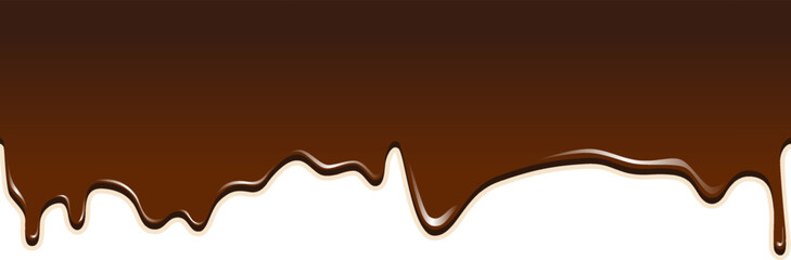 Realistic dripping brown chocolate illustration isolated in white background. World Chocolate Day celebration element.