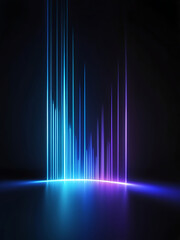 Blue blue spectrum lights tech black party club neon lights abstract wave technology background, black background. wide banner, poster, website, video editing, background. ai