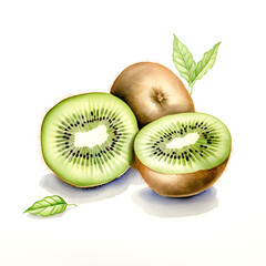Digital technology kiwifruit watercolor design illustration