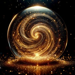 Golden Energy Sphere in Dark Background