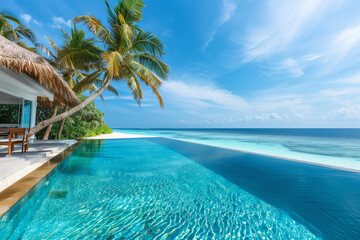Maldives luxury resort with nice beach, palm tree