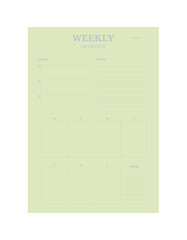 Weekly Planner. Minimalist planner template set. Vector illustration.