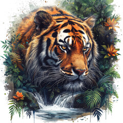 Obraz premium Watercolor Painting Of Cheetahs In The Jungle clip art