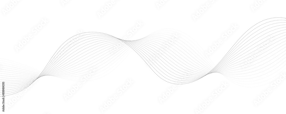 Wall mural abstract vector modern background with grey wavy lines and particles. eps10