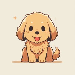 Fototapeta premium Golden Retriever dog animal chibi cartoon style isolated plain background