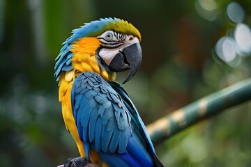 blue and yellow macaw HD 8K wallpaper Stock Photographic Image Generative AI