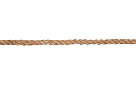 Single brown rope string isolated transparent