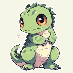 Obraz premium iguana animal chibi cartoon style isolated plain background