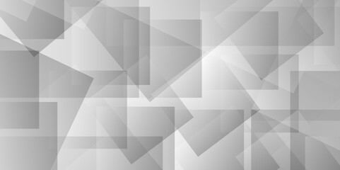 Vector Modern abstract white curve square lines triangle technology . white light grey background. Space design concept. Decorative web layout poster, banner. White grey background design.