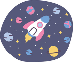Naklejka premium Spaceship in space