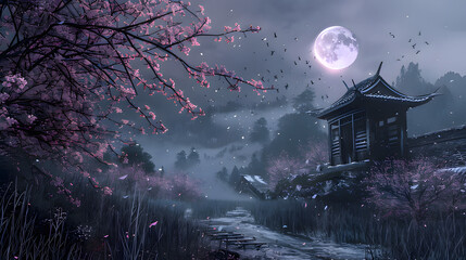 night in the forest. Generative AI