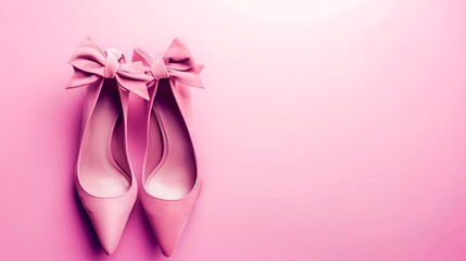 suede heels adorned with a delicate bow, footwear, copy space, banner style, fashion