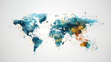 Global network connection. World map point and line composition concept of global business. Vector Illustration.