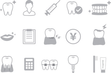 歯医者のアイコンセット_モノトーン