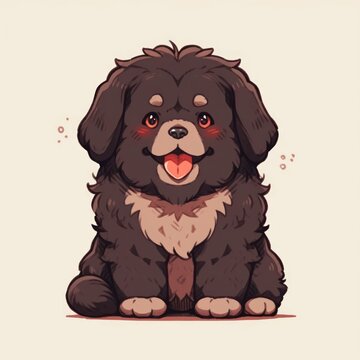 recommend clip art: Newfoundland dog animal chibi cartoon style isolated plain background