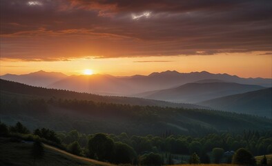 sunrise in the mountains