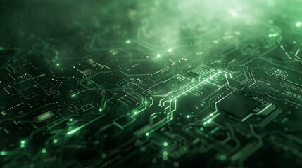 Obraz premium A green background with a lot of green lines and dots