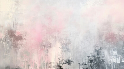 Blurred mix of pastel pink and soft grey in a grunge abstract oil painting, evoking gentle chaos.