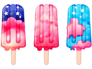 Red, white and blue popsicles with a starry design, perfect for the 4th of July!