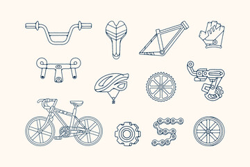 Hand Drawn Bike Stuff Doodle Illustration