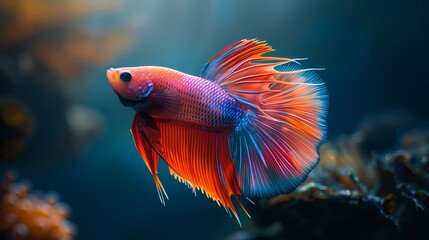 Obraz premium Digital technology crystal glitter color fish illustration poster web page PPT background