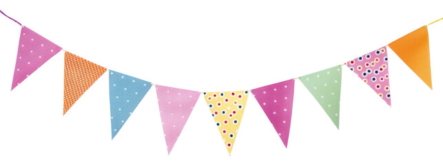 Fototapeta premium PNG Colorful festival party bunting white background clothesline celebration.