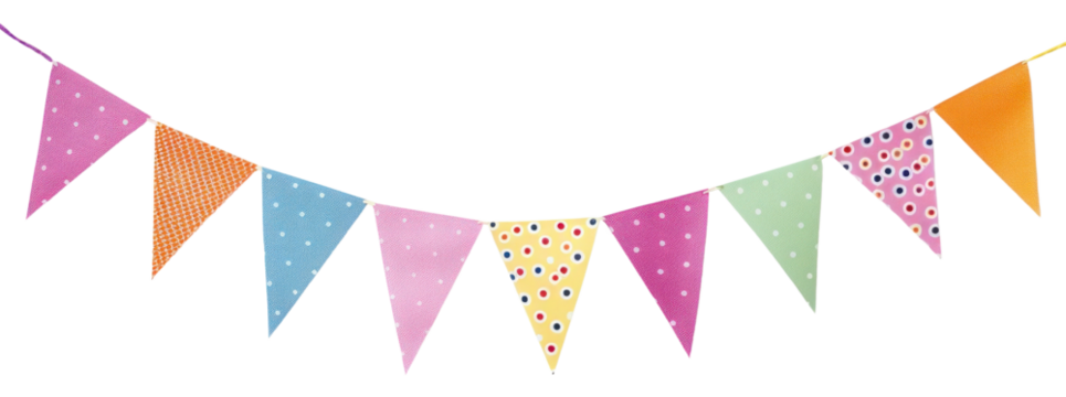 PNG  Colorful festival party bunting white background clothesline celebration.