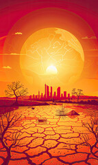 Global climate problems concept set Drought