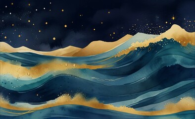 Ocean waves watercolor texture background Uniqueblue