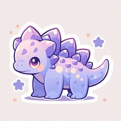 Fototapeta premium stegosaurus animal chibi cartoon style isolated plain background