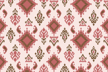Ikat seamless pattern, geometric design, motif ethnic handmade, Ikat ethnic tribal, boho colors seamless wallpaper. Ethnic Ikat abstract background art.Illustration for greeting cards, printing