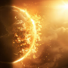 Global warming Earth and Sun Global catastrophe concept global warming