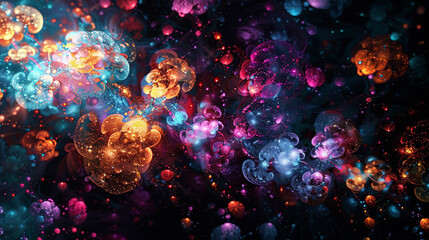 An abstract digital universe with clusters of colorful connections forming intricate patterns.