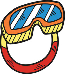 A pair of goggles with a black frame