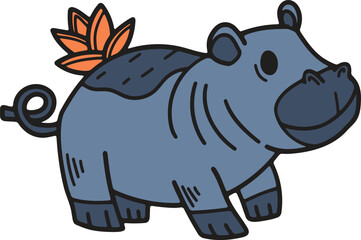 A cute cartoon animal with a big smile on its face