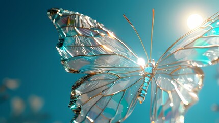 Transparent gold foil butterfly illustration poster background