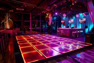 Vibrant Dance Floor Pulsating with Modern Music Trends and Dazzling Lighting