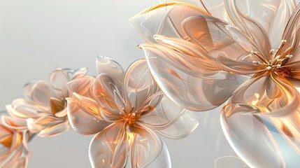 Metal glass futuristic flowers plants abstract graphics poster web page PPT background