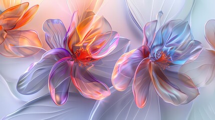 Metal glass futuristic flowers plants abstract graphics poster web page PPT background