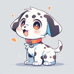 Fototapeta premium dalmatian dog animal chibi cartoon style isolated plain background