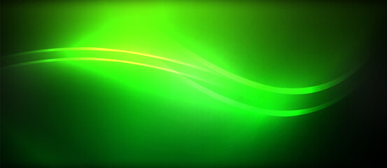 A stunning green wave against a black sky resembling the aurora borealis, with hints of electric blue, neon magenta, and terrestrial plantlike visuals