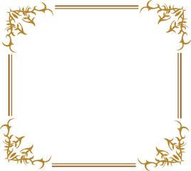 frame with golden leaves Golden Rectangle, Corner, Certificate, Border, Pattern, Line, Photo, Wedding, Invitation, Background, Thai, Islamic, 