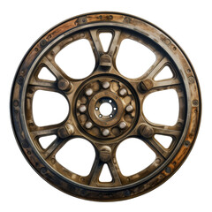 Obraz premium A rusty metal wheel with a hole in the middle