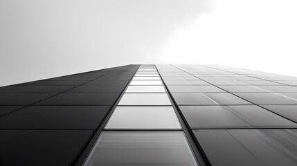straight line - based design of a tall building against a white sky