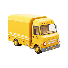 This is a yellow truck. It has a white bumper and white wheels. The truck is carrying a load of goods.