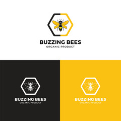 Vector orange minimalist bee line logo