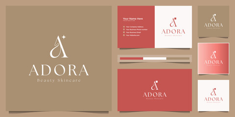 Vector green leaf beauty cosmetics logo